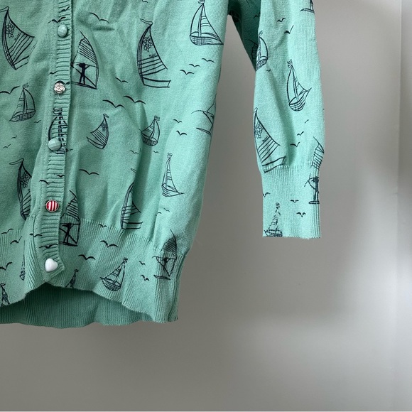 Womens sailboat blue/green 3/4 quarter length cardigan size 8/10 (M) - Picture 2 of 6
